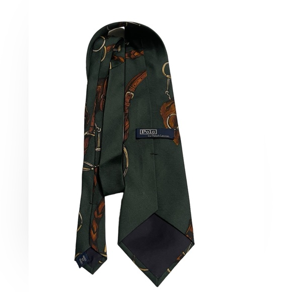 Polo Ralph Lauren Equestrian Horses Tonal Green Red Blue Ivory Silk Necktie USA - Picture 7 of 7